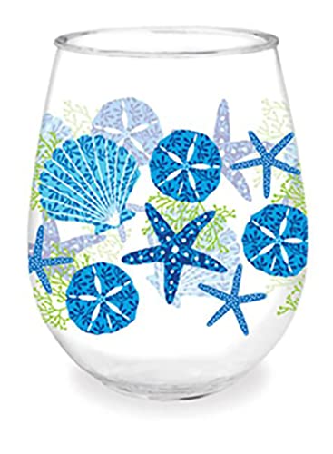 Cape Shore Wine Shot Glasses Tumbler - Beach Batik Christmas Birthday Gifts for Office Coworker and Best Friend