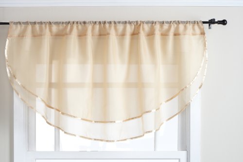 Belle Maison Stylemaster Elegance Sheer Voile, 60" X 24" | Ascot Valance, Gold