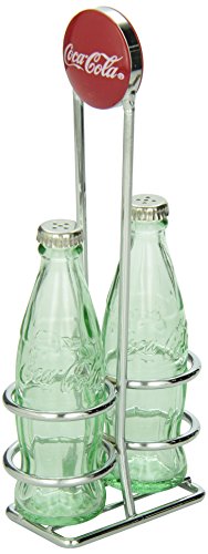 TableCraft Coca-Cola CC339N Salt and Pepper Shaker Set with Chrome Plated Metal Rack