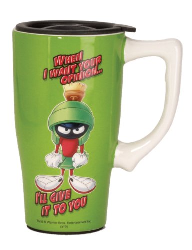 Spoontiques Looney Tunes 12612 Marvin the Martian Ceramic Travel Mug, 18 ounces, Green