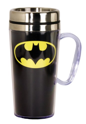 Spoontiques DC Comics Batman Logo Insulated Travel Mug, Black