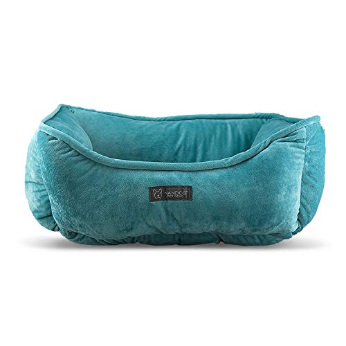 NANDOG Pet Gear Reversible Luxury Microplush Dog & Cat Bed Soft, Warm, Calming Pet Lounger for Small & Medium-Sized Breed - Modern Style Snuggle Couch (Aqua)