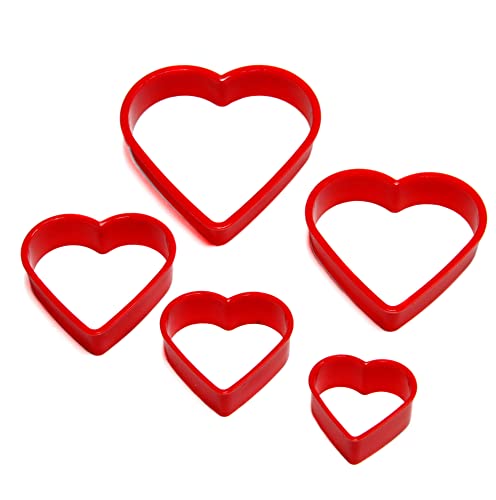 Chef Craft Select Plastic Heart Cookie Cutter Set, 5 Piece, Red