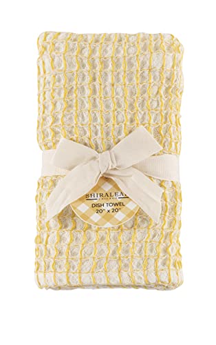 Shiraleah Hazel Yellow Waffle Weave Dish Towel