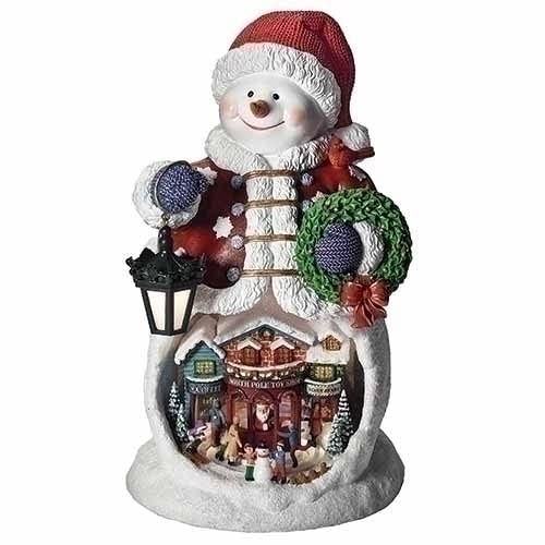 Roman 12.75" LED Lighted Musical Snowman Figurine Christmas Tabletop Decor