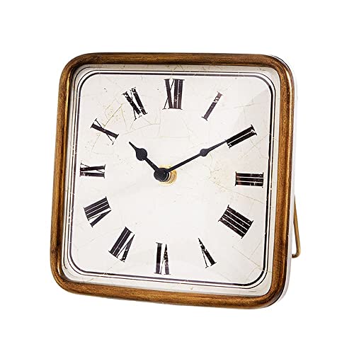 RAZ Imports Antique Square Clock, Gold, 6.25 inches
