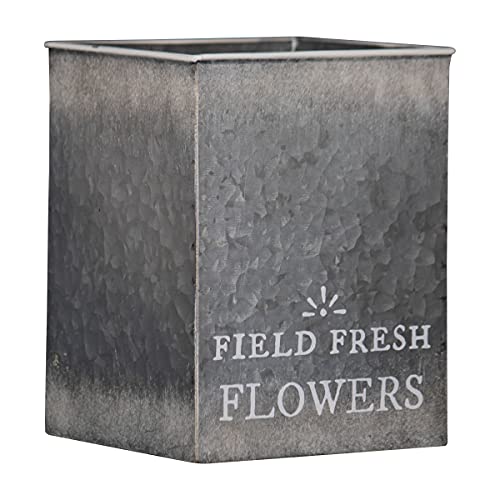 Foreside Home & Garden Field Fresh Flowers Whitewashed Galvanized Metal Planter