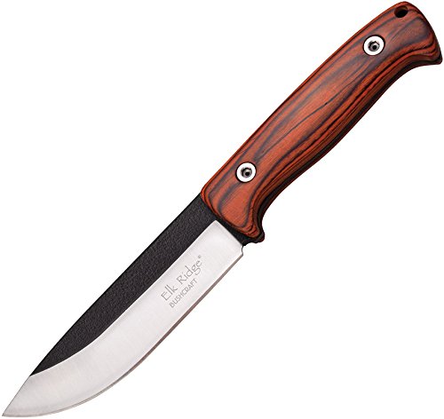 Master Cutlery Elk Ridge - Outdoors Fixed Blade Knife - 10.5-in Overall, 5.3-in Blade, Brown Wood Handle w/ Hidden Compartment, Nylon Sheath, Sharpening Stone, Fire Starter, Hunting, Camping, Survival - ER-555PW