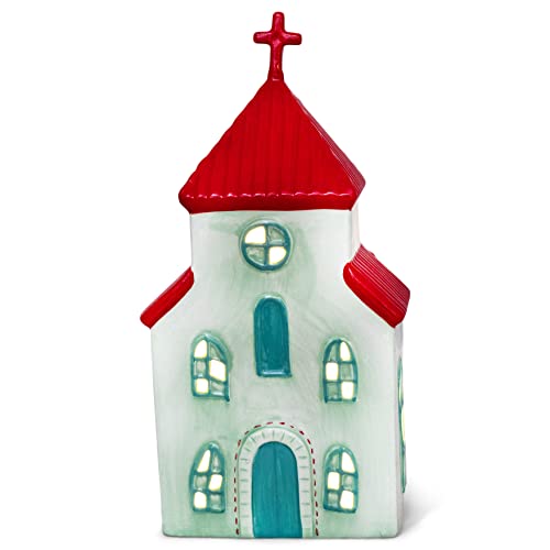 Transpac Y7446 Light Up Church, 8.86-inch Height, Ceramic, Large