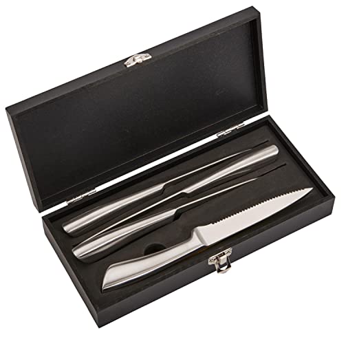Creative Gifts Stainless Steel Steak Knife Set in Black Box