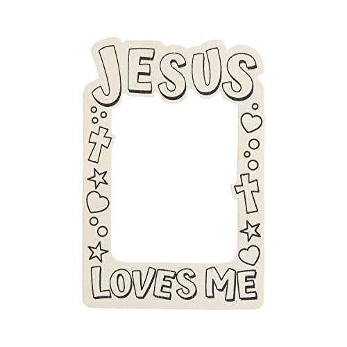 Fun Express Color Your Own Jesus Loves Me Picture Frame Magnets - Craft Kits - 12 Pieces