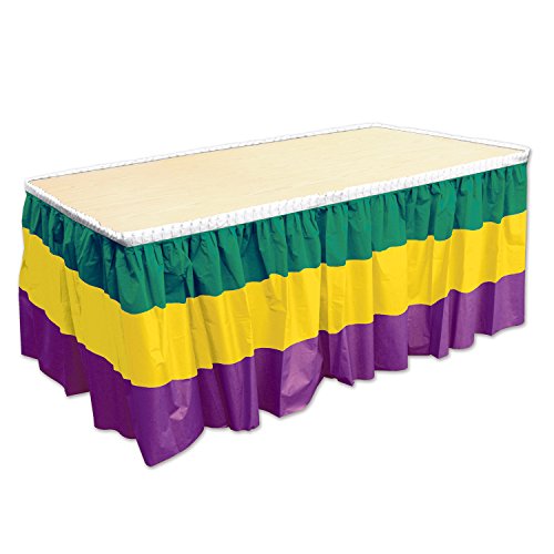 Beistle Plastic Mardi Gras Table Skirt Fat Tuesday Party Supplies, 29" x 14&