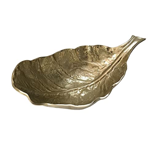 A&B Home Leaf Aluminum Decorative Accessory - 17.5" x 10" x 5.5" - Soft Gold