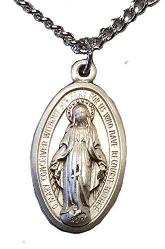 True Faith Jewelry Miraculous Medal Sterling Silver Pendant 24" Chain Necklace