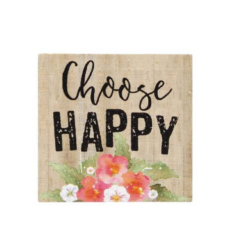 Ganz Block Talk - Choose Happy, 10.5-inch Square, Pine Wood