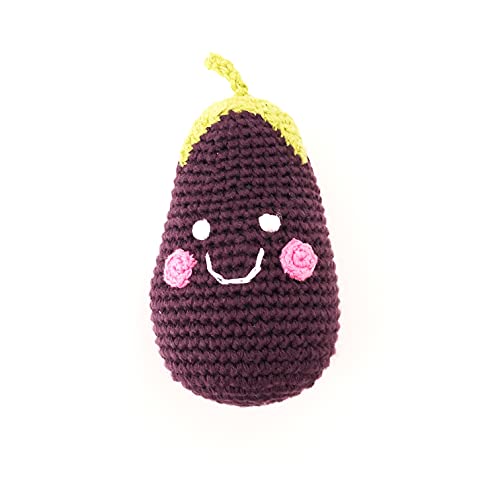 Pebble 200-161 Fair Trade Handmade Crochet Cotton Friendly Eggplant Rattle