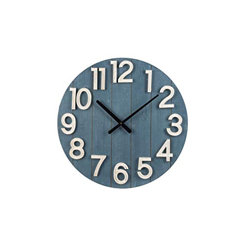 Ganz CB173948 Blue Shiplap Wall Clock, 23-inch Diameter