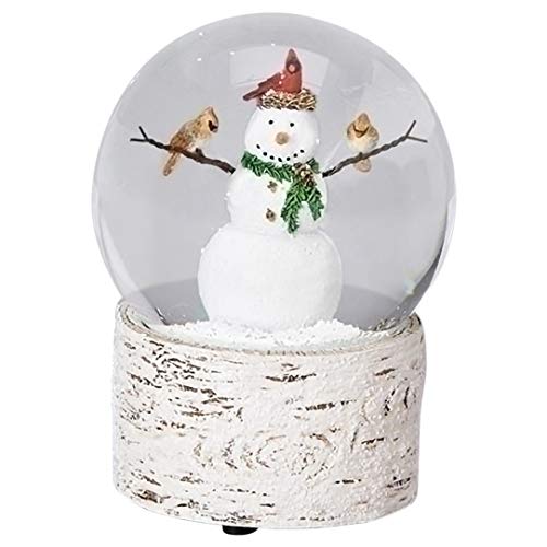 Roman Snowman with Cardinal Friends 6 Inch Resin Musical Snowglobe Plays Holly Jolly Christmas