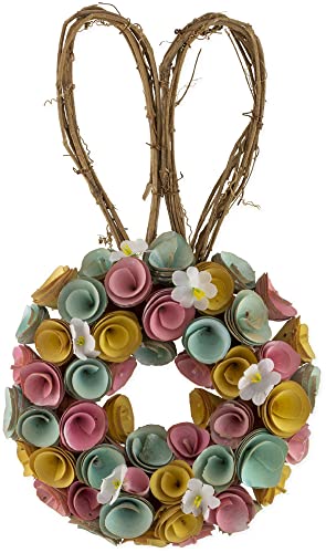 Boston International Decorative Spring Front Door/Wall Wreath, 15.5 x 9-Inches, Bonita Bunny