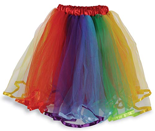 Beistle Polyester Fabric Tulle Rainbow Tutu Skirt Costume Accessory, One Size, Red/Orange/Yellow/Green/Blue/Purple