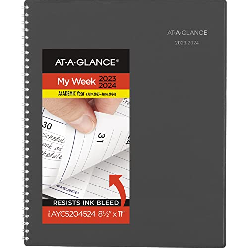 ACCO (School) AT-A-GLANCE 2023-2024 Planner, Weekly & Monthly Academic Appointment Book, 8-1/2" x 11", Large, DayMinder, Charcoal (AYC52045)