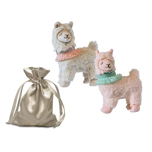 Mary Meyer 2 Pcs Llama Bundle - Super Soft Alpaca Stuffed Animal / 2 Colors Pink & White, Satin Gift Bag Included / Quality Gift Set for Baby or Kids of All Ages