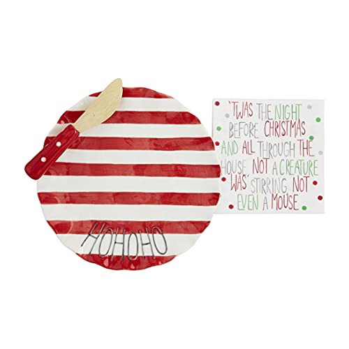 Mud Pie Ceramic Ho Ho Ho Cheese Plate Set, 8-inch Diameter