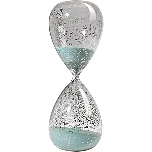 A&B Home 10" Peleus 60-Minute Silvered Hourglass, Jade Sand Contemporary/Clear