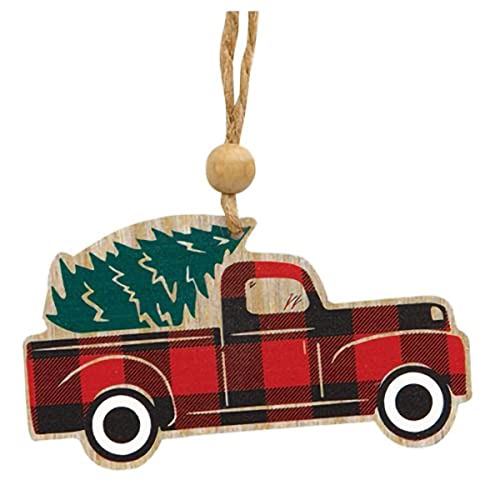 CWI Gifts Christmas Red & Black Buffalo Check Truck Ornament Holiday Tree Decoration, Home Collection