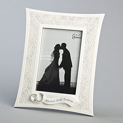 Roman 14943 Lace Wedding Frame, 10-inch Height, Resin and Stone Mix, Holds 5 x 7-inch Photo