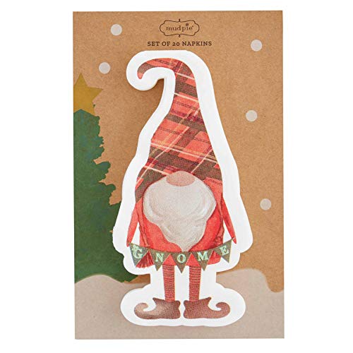 Mud Pie Go Figural Gnome Napkin Set of 20,7" x 3 1/2",Go Gnome