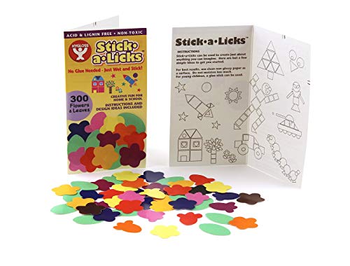 Hygloss Products Stick-A-Licks for Arts & Crafts-Classroom Activities-Fun for Kids Approx. 1"-Assorted Colors-300 Pcs, Flowers and Leaves