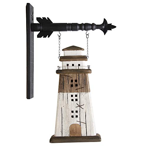 K&K Interiors 17299A-AR 18 Inch Rustic Brown & White Wood Lighthouse Arrow Replacement, Brown