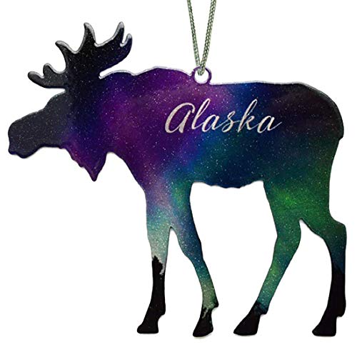 Alaska Fire and Ice Moose Ornament, 4 inches, Made in The USA by d&
