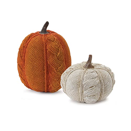 Melrose 86586 Pumpkin Figurine, Set of 2, 8.25-inch Height, Resin