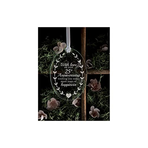 Carson Home Glass Ornament, 4-inch Height (25th Anniversary)