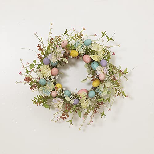 Gerson International 2565670 Natural Twig Easter Egg and Flower Wreath, 22-inch Diameter