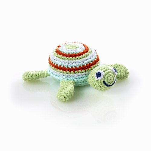 Pebble Fair Trade Hand Made PlushToy - Green Sea Turtle Rattle