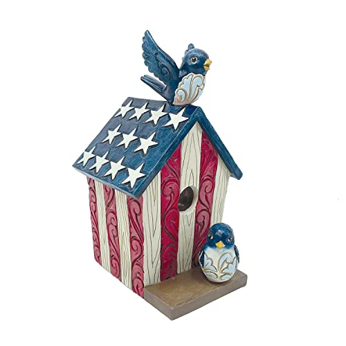 Enesco Jim Shore Patriotic Decorative Birdhouse, Figurine, 5.28in H