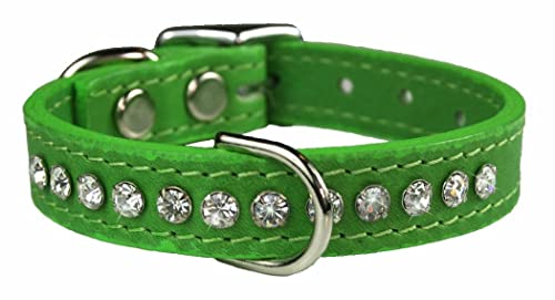 OmniPet Signature Leather Crystal and Leather Dog Collar, 14", Kiwi