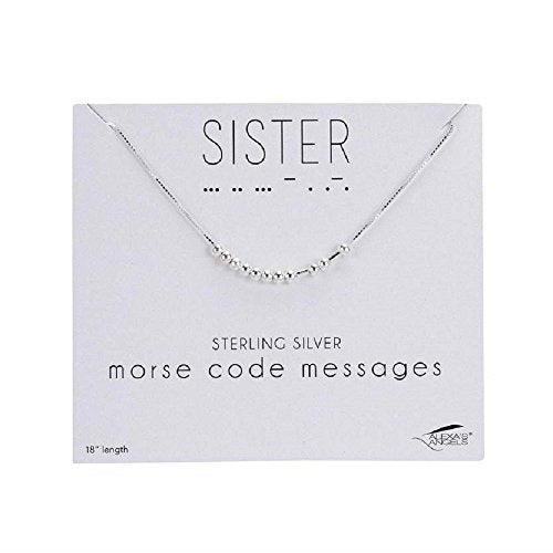 Roman Alexa's Angels 18" SS morse code necklace sister carded
