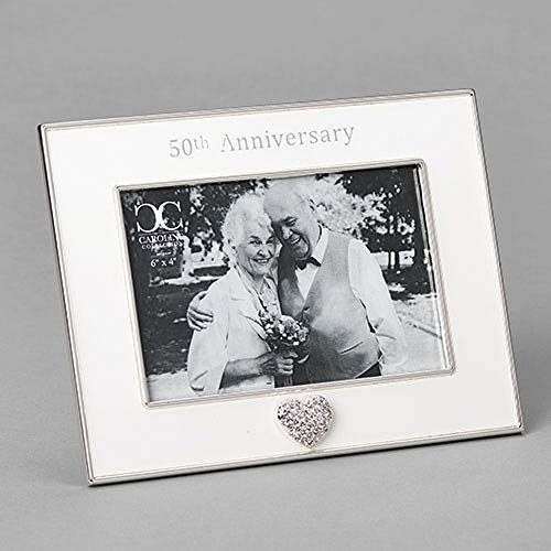 Roman 7 Inch Height 50th Anniversary Frame with Heart, 4x6 Photo