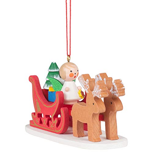 Alexander Taron 10-0637 Christian Ulbricht Ornament - Angel Sled - 4" H x 2.25" W x 1.5" D, Brown
