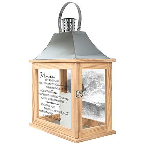 Carson Memories Wooden Memorial Candle Lantern with Stainless Steel Top