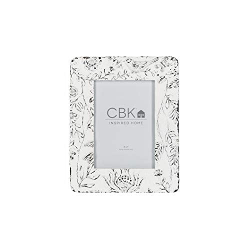 Ganz CB174988 Molded Bird and Floral Whitewash Frame (5 Inches x 7 Inches)