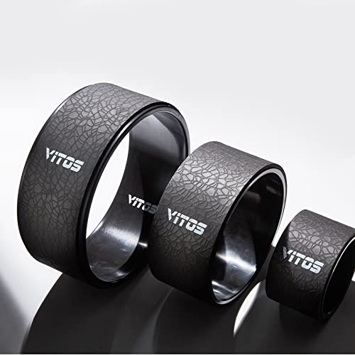 Vitos Fitness Yoga Wheel Roller | for Extreme Yoga Pose, Stretching and Improving Back Bend Deepen Practice Release Tight Muscles (Black Set of 3)