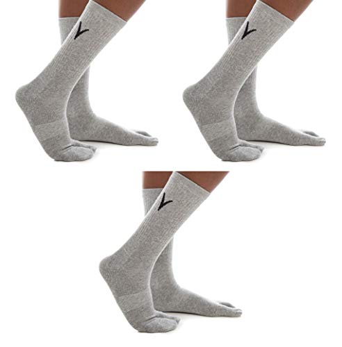 V-Toe Socks 3 Pairs Athletic Tabi Flip Flop V-Toe Big Toe Socks Sports Or Casual Wear Toe Socks Light Grey Shoe Size: Womens 9-11.5 Mens 8-10.5