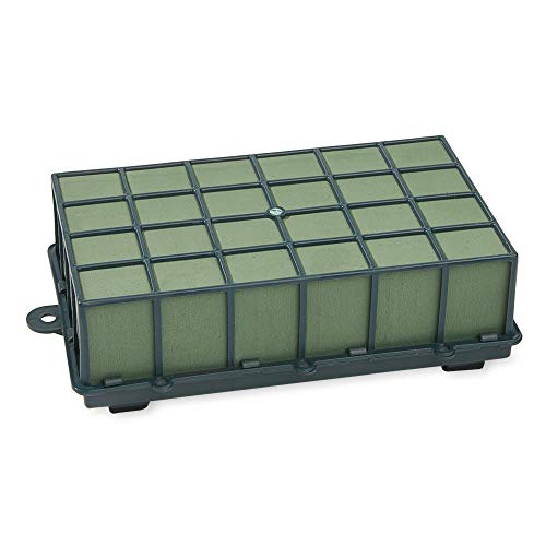 FloraCraft Floral Cage Arranger with Floral Wet Foam 3.75 Inch x 7 Inch x 12.75 Inch Green