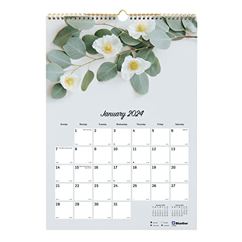 Rediform Blueline Monthly Wall Calendar, Romantic, 12 x 17 inches