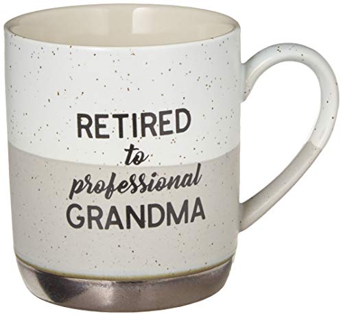 Pavilion Gift Company Large 15 Oz Stoneware Coffee Cup Mug Retired To Professional Grandma, 15oz, Grey